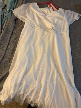 Ever Pretty White High-Low Dress with Beaded Waist